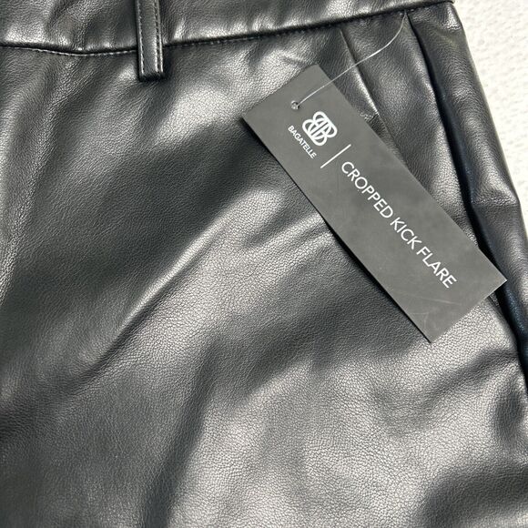 Bagatelle Women's Size M NWT Vegan Leather Cropped Flare Pants Black 81500 - Picture 5 of 8